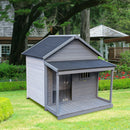 Large balcony doghouse, 44.2' long x 44.6' wide x 44.6' high solid wood asphalt roof dog house for large dogs with large terrace, weatherproof large dog house,