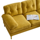 Modern Velvet L-Shaped Sectional Sofa for Living Room or Bedroom, Yellow, 82.6'
