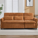 2-in-1 Sofa 82' Three-seater Sofa with Sofa Bed and Reversible Recliner, Orange Chenille