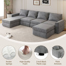 115x58" Chenille Modular Sectional Sofa,U Shaped Reversible Couch,Free Combination,6 Seat Sleeper Sofa Bed with Ottoman,Convertible Oversized Indoor Furniture for Living Room,Gray