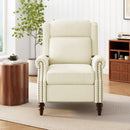 Upholstered Push Back Recliner Chair with Classic Wing Back, Beige Chenille, 29.75'