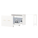 Twin Size Murphy Cabinet Bed with Adjustable Position Desk, Murphy Chest Dresser Bed with Foldable Cushion for Guest Room,Small Space, White