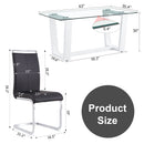 Glass Dining Table Large Modern Minimalist Rectangular for 6-8 with 0.4' Tempered Glass Tabletop and white MDF Trapezoid Bracket,For Kitchen Dining Living Meeting Room Banquet Hall F-1550