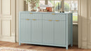 Modern Wave-Pattern Sideboard Cabinet with 2 Drawers and 4 Doors, 3-Level Adjustable Shelves, Aluminum Arc Handles, Scandinavian Style, 3 Colors, Suitable for Entryway, Living Room, Foyer