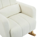 Accent Rocking Chair with Pillow, Ultimate Comfort for Your Home, Teddy Velvet, Cream White