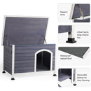 Medium Wooden Outdoor Dog House with Waterproof Roof and Elevated Floor in Grey