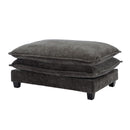 Modern Chenille Upholstered Sectional Sofa with Ottomans, USB Ports, Cup Holders, and Storage in Grey