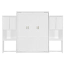 Queen Size Murphy Bed with Desk, Vanity and Cabinets, White