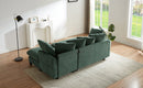 Upholstered Sectional Sofa with Movable Ottoman and Storage in Green Chenille, 83 Inch