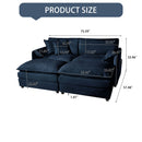 Deep Seat Sectional Cloud Sofa with 2 Ottomans & Soft Pillows, Blue Chenille, Modular Loveseat for Living Room