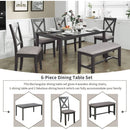 Elegant Grey Rectangular Dining Table Set For Six People
