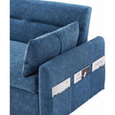 55.1' Pull Out Sleep Sofa Bed Loveseats Sofa Couch with Adjsutable Backrest, Storage Pockets, 2 Soft Pillows, USB Ports for Living Room, Bedroom, Apartment, Office, Blue (Old SKU: WF315689AAC)