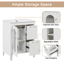 24' Bathroom Vanity with Sink, Bathroom Vanity Cabinet with Two Drawers and Door, Adjustable Shelf, Solid Wood and MDF, White (Old Sku:WF309411AAK)