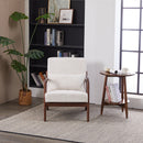 Mid-Century Modern Accent Chair, Arm Chair Living Room Chairs with Pillow Upholstered Reading Chair with Solid Wood Frame & Living Room Bedroom Balcony (beige)