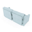 Elegant Two-Seater Chenille Fabric Sofa with Ergonomic Design and Lumbar Pillows in Sky Blue