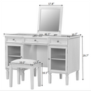 Multi-Functional 2-in-1 Vanity Desk with Flip-Top Mirror, White Oak, MDF Material, 46.5-Inch
