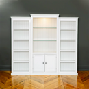 Retro Style 3-Piece Bookcase Display Cabinet with Adjustable LED Lighting, Tempered Glass Shelves, White