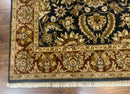 Indian Agra Rug 6x9, Floral, Traditional Rug, Dark Green Maroon Tan
