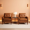 Brown Distinctive Tufted Faux Leather Armchairs Set