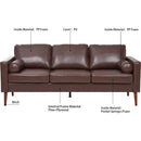 Small Sofa Couch 76.97 in . Brown 3 Seat Comfy Couches for Living Room, Mid Century Modern Couch with iron wood structure, Soft Cushion Sofa for Home/Office/Apartment