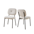 Modern Dining Chairs Set of 2, White Upholstered Accent Chairs with Metal Legs – Space-Saving Contemporary Kitchen & Dining Room Seating