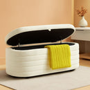 45 Inch Storage Ottoman Bench Boucle Upholstery Fabric