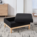 33.86'W Upholstered Wood Base Storage Ottoman with Reversible Lid Coffee Table, Foot Stool Square Footrest with Rubberwood Legs for Living Room Bedroom Entryway and Office, Black Boucle.