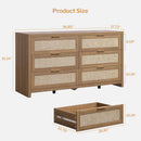 Rattan Dresser FiftySixPointNineInches Wide Six Drawer