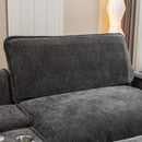 Modern Chenille Upholstered Sectional Sofa with Ottomans, USB Ports, Cup Holders, and Storage in Grey