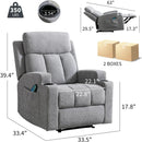 Light Grey Upholstered Manual Recliner With Massage