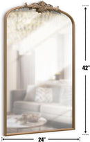 Arched Gold Baroque Mirror 42x24 Inch Wall Mounted