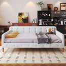 Full Size Upholstered Daybed with 4 Support Legs,Beige(Old SKU:DL001825)