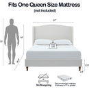 Hannah Upholstered Wingback Bed Size Queen / Tall 54' Headboard Upholstered Queen Bed / Premium Textured Canvas Chenille Look Ivory / Minimalist Designs / No Box Spring Needed / Easy Assembly / Queen