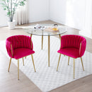 Modern Velvet Dining Chairs Set of 2, Upholstered Woven Dining Chair with Golden Metal Legs, Upholstered Dining Chairs for Dining Room, Kitchen, Vanity, Living Room