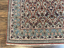 Unique Persian Qum Rug 5x7, Repeated Paisely Boteh Design, Ivory Red Blue, Handmade Antique Wool Persian Carpet, Finely Hand Knotted