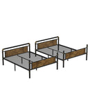 Queen over Queen Metal Bunk Bed, Industrial Detachable Bunkbeds with Safety Guard Rails for Teens, Black(Old SKU W2580S00006)