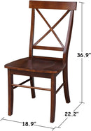Espresso Solid Wood X Back Dining Chairs Set For Kitchen