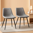 Dining Chairs Set Of 2 Grey Faux Leather With Metal Legs