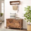 Rustic Brown Toy Box LargeCapacityStorage Bench Hinge