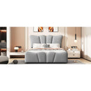 Twin Size Upholstered Platform Bed Velvet Upholstered Bed, Gray