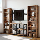 Vintage Brown 6 Shelf Floor Bookcase 70 Inch Tall Unit