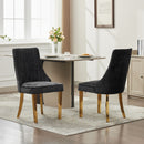 Rayon Cloth Flocking Chenille Dining Chairs Channel Kitchen Dinner Chair Comfy Fabric Upholstered Accent Chair for Dining Room with Golden Stainless Steel Plating Legs,Set of 2 (Black), SW1647BK