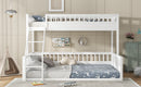 Twin XL over Queen Bunk Bed with Ladder and Guardrails, White