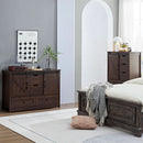 Espresso Dresser With FiveDrawers Sliding Barn Doors