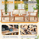 4 Piece Patio Bistro Set With Water Resistant Cushions In Acacia Wood