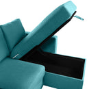 Convertible U-shaped Sectional Sofa with Storage Chaise Lounges & USB Ports, Teal, Twill Polyester, 103.9'