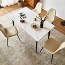 Dining Table Round White Sintered Stone Top Heavy Duty Metal Legs Waterproof Surface For Kitchen Dining Room Or Office Furniture - White / Black