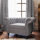 3 Piece Velvet Living Room Set Sectional Chesterfield Sofa Upholstered Loveseat And Chair