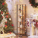 Six Tier Tall Bookshelf Narrow Rustic Brown Bookcase