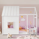 House Floor Bed With 7 Color LED Light, Built In Bookshelf